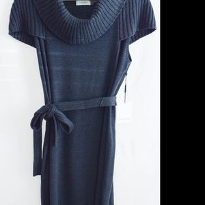 Calvin Klein Women's Gray Cowl Neck Sweater Belt